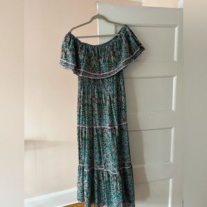 Neve & Nore off the shoulder green/teal dress size medium